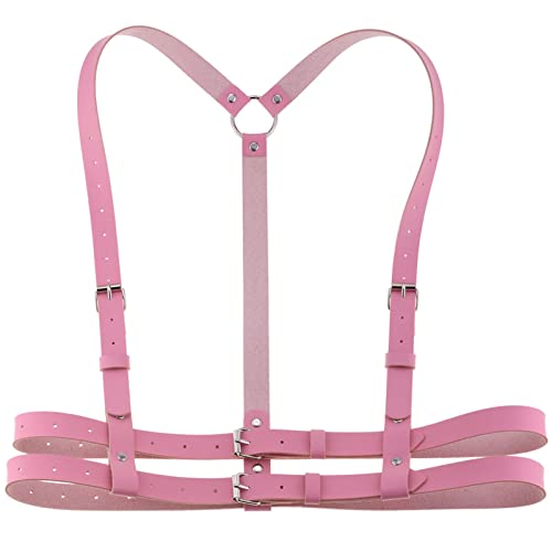 eYLun Damen Leder Geschirr Gürtel Punk Body Taille Gürtel Verstellbare Gothic Taillengurte Gürtel, Pink, Einheitsgröße von eYLun