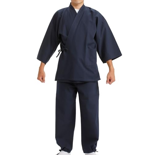 Edoten Herren Japan Kimono gesteppte Kleidung Sasiko Samue, dunkel, marineblau, Medium von Edoten