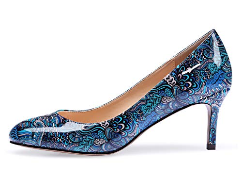 elashe Damen Pumps Klassische Arbeitsschuhe Blume-Blau EU40 von elashe