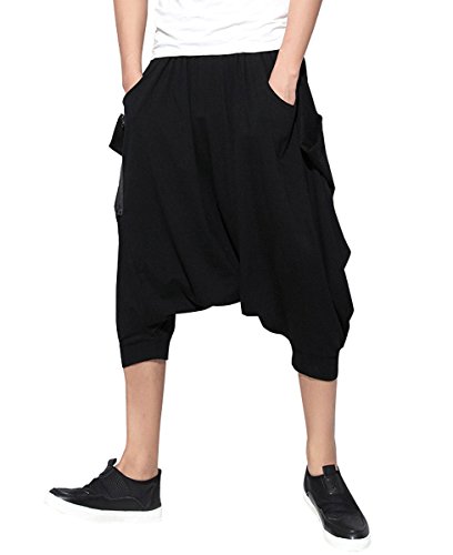 ELLAZHU Herren Sommer Drop Crotch Hose Haremshose Caprihose GYM134 von ellazhu