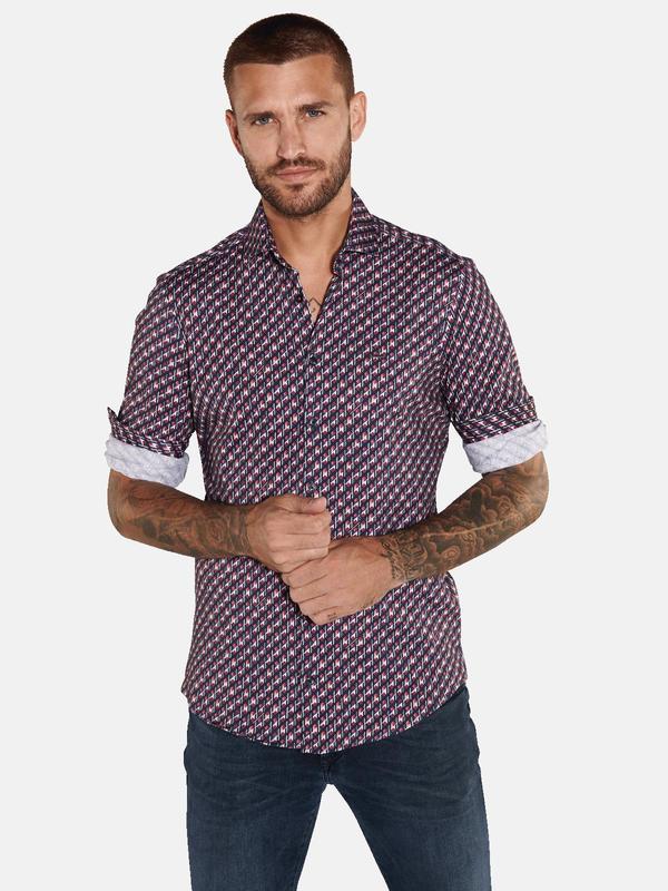 emilio adani Herren Langarm-Hemd slim fit violett gemustert von emilio adani