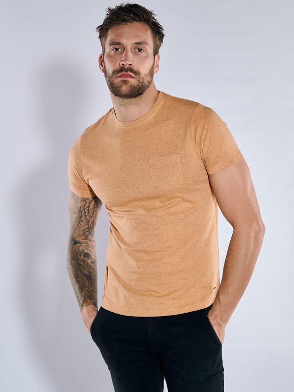 emilio adani Herren T-Shirt meliert orange slim fit gemustert Rundhals von emilio adani