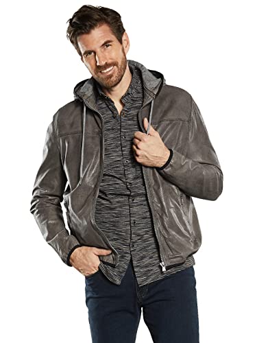 engbers Herren Herren Lederjacke mit abnehmbarer Kapuze, 34495, 34495, Schwarzbraun in Größe 60 von engbers