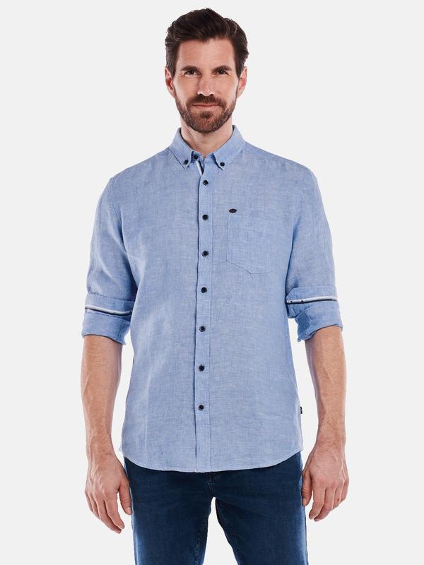 engbers Herren Langarm-Hemd regular blau uni Button Down von engbers