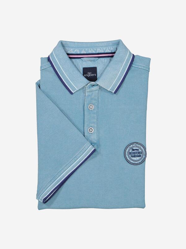 engbers Herren Polo-Shirt regular blau uni Knopfleiste von engbers
