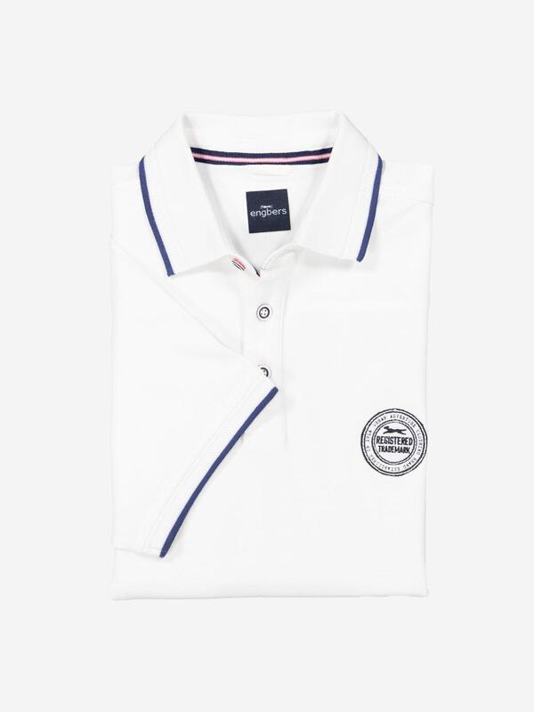 engbers Herren Polo-Shirt regular weiß uni Knopfleiste von engbers
