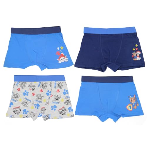 eplusm Paw Patrol Spiderman Jungen 4er Pack Boxershorts Unterhosen mit unterschiedlichen Motiven Underwears Kinder Unterhose 98-140 cm (DE/NL/SE/PL, Numerisch, 122, 128, Regular, Dunkel-blau) von eplusm