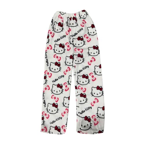 Schlafanzug Damen Hosen Lang Flanell Pyjama Hose Damen Schlafhose Weich Kawaii Pyjamas Anime Bequeme Winter Schlafanzughose von errcom