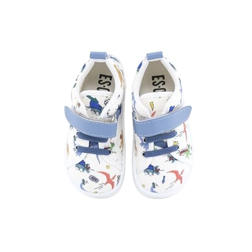 escoolers Umweltfreundliche Canvas-Schuhe für Jungen und Mädchen mit lustigen Designs – hergestellt in Spanien., Weiß, Blau, Dinosaurier, 29 EU von escoolers
