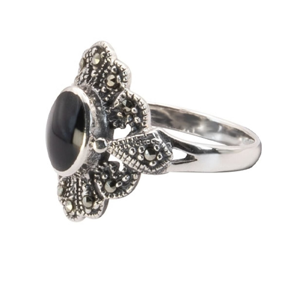 etNox - Gothic Ring - Black Marcasite - für Damen - schwarz/silberfarben von etNox