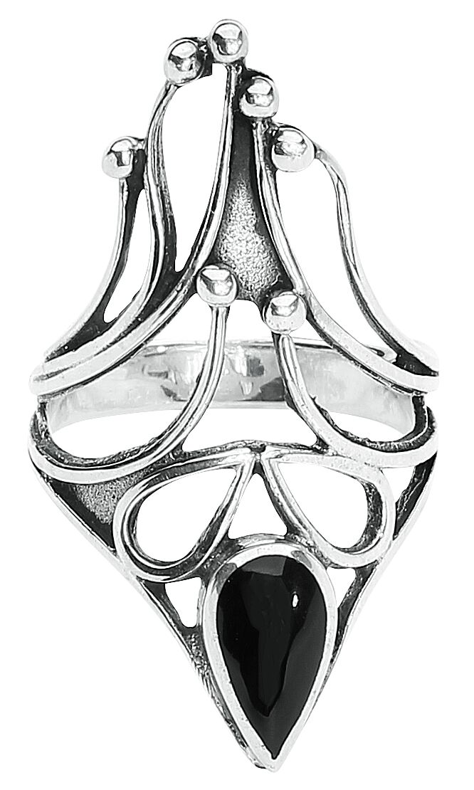 etNox - Gothic Ring - Schwarzer Onyx - für Damen - silberfarben von etNox