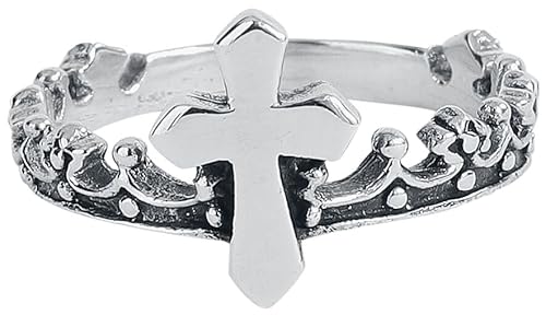 etNox Kreuz und Krone Frauen Ring schwarz/silberfarben 53 von etNox