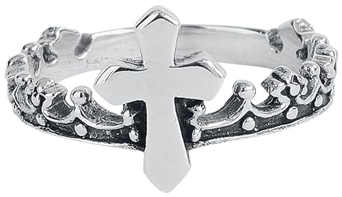 etNox Kreuz und Krone Frauen Ring schwarz/silberfarben 62 von etNox