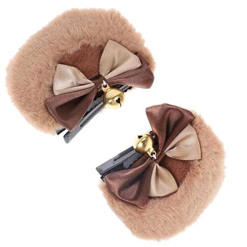 1 Paar Bowknot Bells Clip auf Bärenohren für Mädchen Frauen Süßes Bärenohr Hair Clips flauschige Stirnbänder mit Clip für Geburtstag, Weihnachten, Partygeschenkbären Ohren Clips von eurNhrN