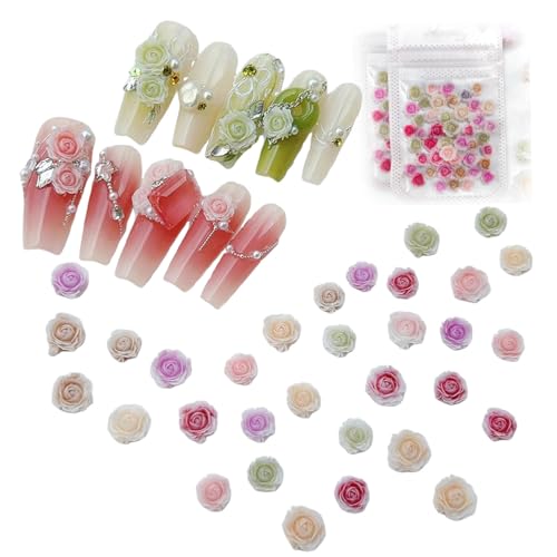 100 PCs Harzkamellien Nagelkunst Ornamente gemischte Farbe Elegante multifunktionale Nagelkunst Blumen Diy Girls Nail Art Dekoration von eurNhrN