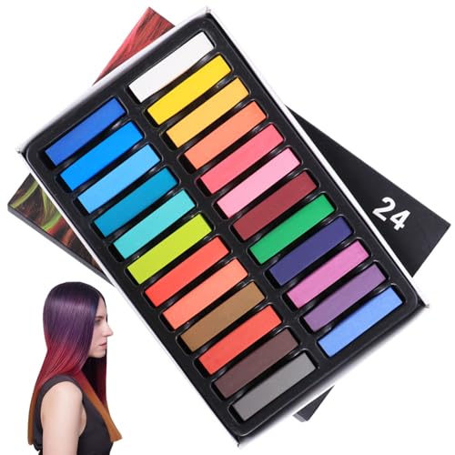 24 Farben Temporäres Haar Farbstoff sichere Haarkreide für Kinder waschbarer temporärer Haarfarbe Bunte Geschenke, Erwachsene Halloween Carnival Cosplay Party Hair Chals von eurNhrN