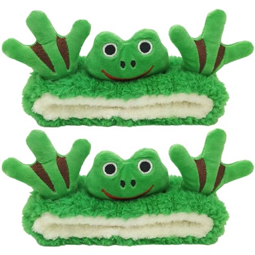 2pcs süßes Frosch Stirnband zum Waschen von Gesicht hautfreundlicher elastischer Hautpflege Stirnband Cartoon Spa Stirnband für Frauen Mädchen dunkelgrün von eurNhrN