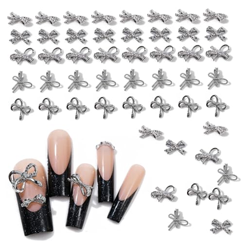 50-Pack-Bogennageldekoration Silberlegierung Nagelnageldekoration Multifunktional Silbernageldekoration für Nagelkunst und DIY Crafts Dekoration Mädchen von eurNhrN