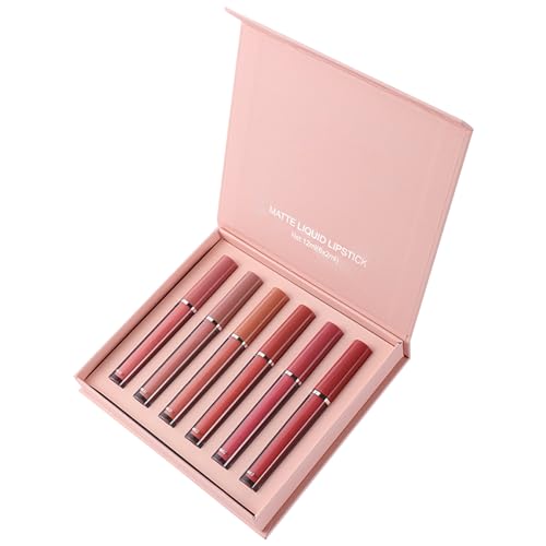 6pcs/Set Cup Mattlippenstift wasserdichte langlebige Lippenstift -Sets nicht verblassen Lipgloss Geschenk für Frauen Girl Seta Lippenstift Primer von eurNhrN