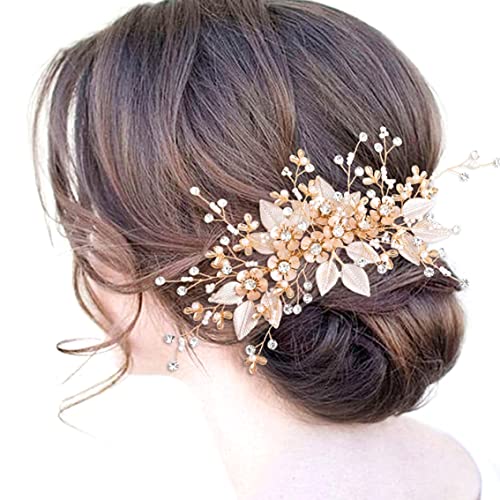 Braut Hochzeitshaarkamm, Brauthaarzubehör für Frauen, Blume Strass und Kopfbedeckung Brautperlhaarzubehör für Mädchen Stirnband von eurNhrN