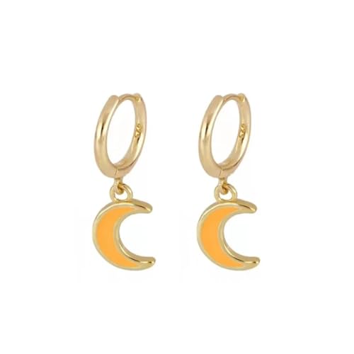 Ohrringe Ohrstecker Damen Schmuck Earrings Bunte Ohrringe Für Frauen Und Mädchen, Tropfendes Öl, Mond, Stern,   Piercing, W0417, Orange von exdas