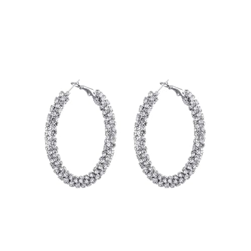 Ohrringe Ohrstecker Damen Schmuck Earrings Mode Luxus Runde Kristall Ohrringe Für Frauen Kreis Geometrische Ohrringe Pendientes Silber von exdas