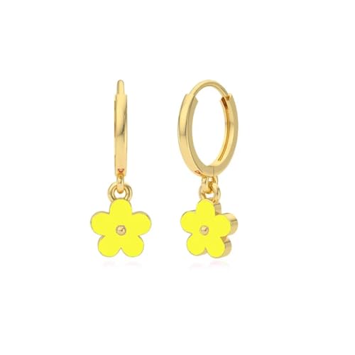 Ohrringe Ohrstecker Damen Schmuck Earrings Schöne Bunte Blumen Für Damen Und Mädchen, Minimalistische Pendientes W0473-Hellgelb von exdas