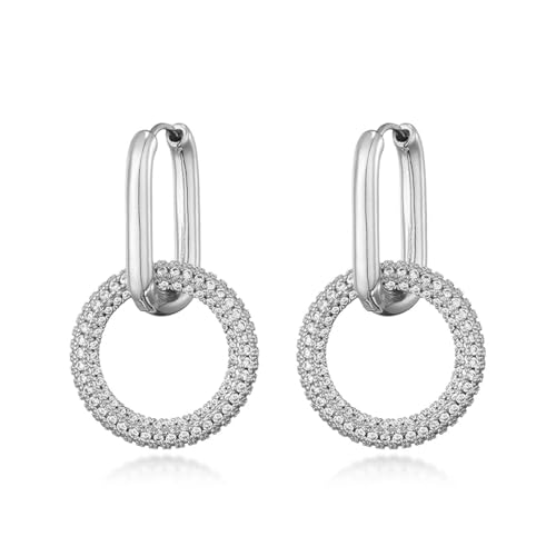 exdas Ohrringe Ohrstecker Damen Schmuck Earrings Trendige Runde Ovale Rechteckige Ohrringe Für Frauen, Elegante Luxus-Hochzeit, Silber von exdas