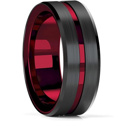 exdas Ring Ringe Damen Bijouterie Herren 8 Mm Ringe Für Männer Frauen Gebürstet Doppel Groove Muster Männer Ringe Hochzeit Party 11 Style4 von exdas