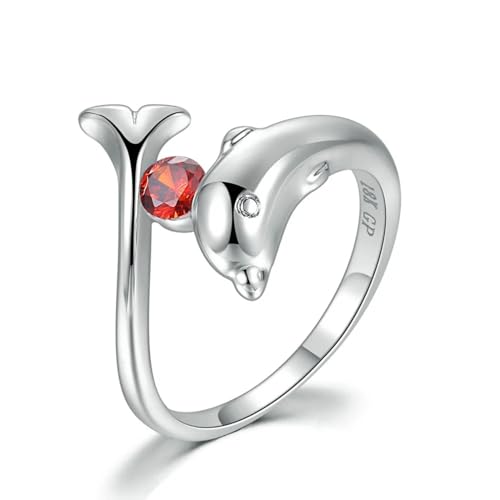 exdas Ring Ringe Damen Bijouterie Herren Delfinringe Für Damen, Weißer Kristallring, 7 Orange von exdas