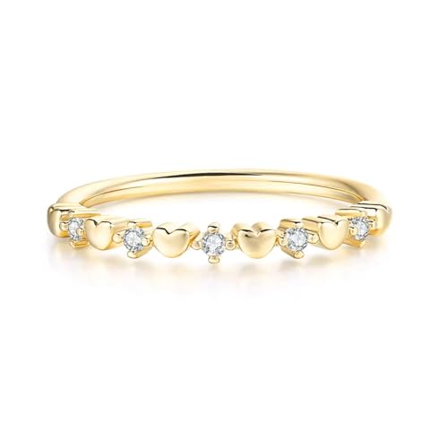 exdas Ring Ringe Damen Bijouterie Herren Dünne Einfache Herzringe Für Frauen Und Mädchen, Weiß, Für Den Alltag, Party, 9 Goldfarben von exdas