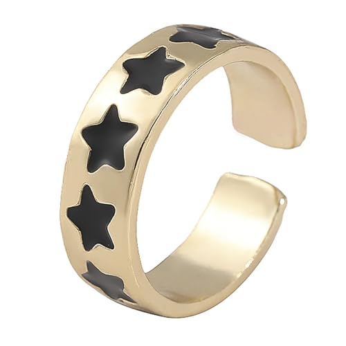 exdas Ring Ringe Damen Bijouterie Herren Punk Bunter Stern Hip Hop Breiter Ring Damen Vintage Kreis Charm Ring Party Ipa1214-7 von exdas