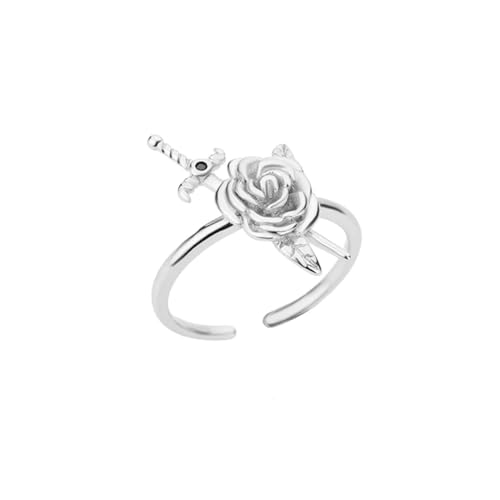 exdas Ring Ringe Damen Bijouterie Herren Ringe Für Frauen Vintage Punk Fingerring Weiblich Hochzeit Wasserdicht 6 Silber-Verstellbar von exdas