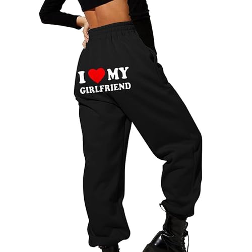 I Love My Girlfriend Jogger Funny Letter 3D gedruckte Jogginghose für Damen - Hip Hop Loose Sport Jogginghose Hose von famesale