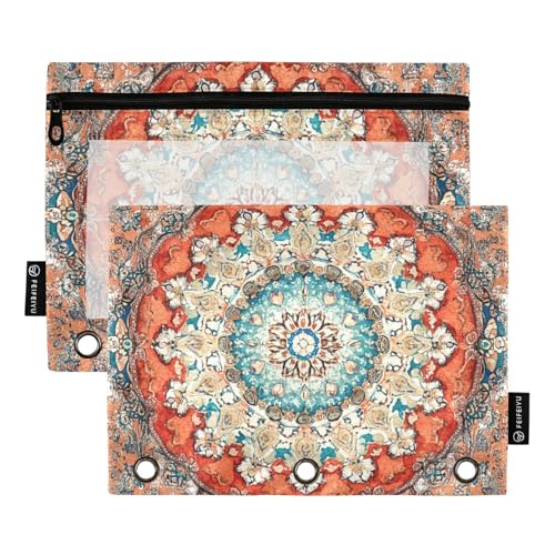 Kunstvolles rundes Tapisserie-Muster mit floralen und geometrischen Elementen, Bleistiftbeutel, Ordner, 3 Ringe für Ringe, Ordner, Ordner mit Reißverschluss, für Kinder, Büro, Dokumenten-Organizer Kunstvolles rundes Tapisserie-Muster mit floralen und geometrischen Elementen, Bleistiftbeutel, Ordner, 3 Ringe für Ringe, Ordner, Ordner mit Reißverschluss, für Kinder, Büro, Dokumenten-Organizer von famyily