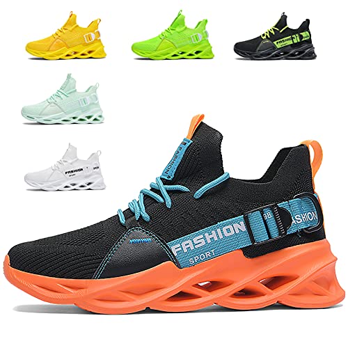 SSERHEHK Sportschuhe Laufschuhe Atmungsaktiv Leichte Turnschuhe Gym Fitness Sneaker für Herren Damen G133 Black Orange 37EU von SSERHEHK