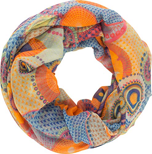 fashionchimp Damen-Loop mit Kreis-Muster, Psychedelic-Print, Schlauchschal, Sommer-Schal für Damen (Orange) von fashionchimp