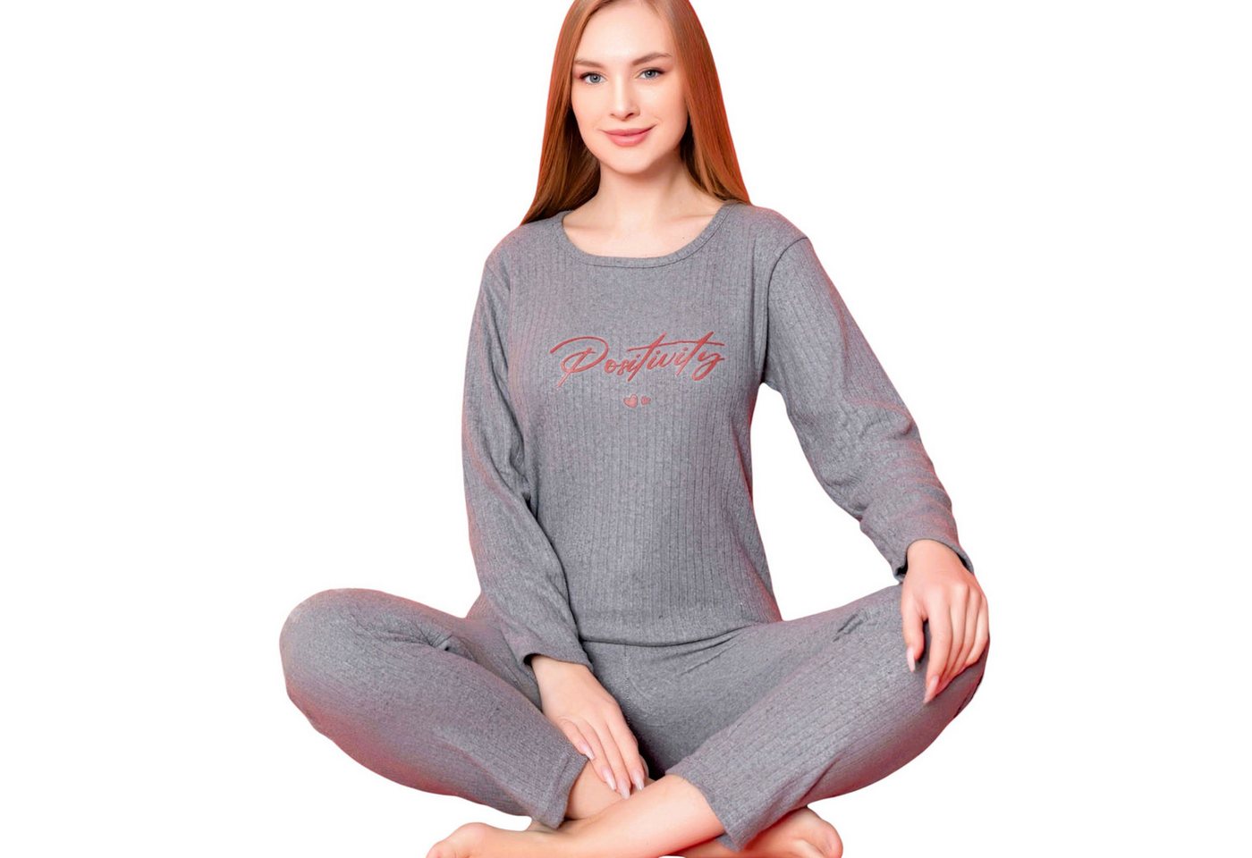 fashionshowcase Schlafanzug Restposten Damen Pyjama Set mit Langarmshirt & Hose Homewear M-4XL (Set, Zweiteilig) Solide Qualität - fairer Preis von fashionshowcase