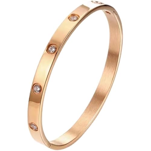 fdsmall Armbänder für Frauen 18k vergoldet Edelstahl Armband Cubic Zirkonia Titan Armband Oval Armreif Schmuck Geburtstag Muttertag Weihnachtsgeschenke für Frauen (Gold) von fdsmall