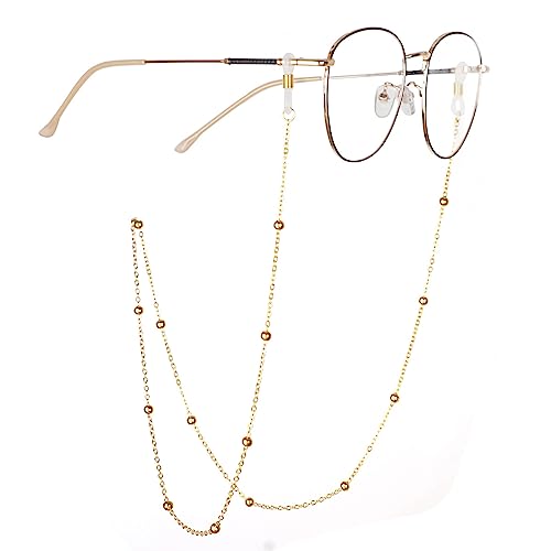 fdsmall Brille Ketten Sonnenbrille Kette Gold Gläser Kette Perlen Brillenketten Brillenkette Brillenkette Lesebrille Perlen Gläser Strap Ketten Brillenkette für Brillen (Gold) von fdsmall