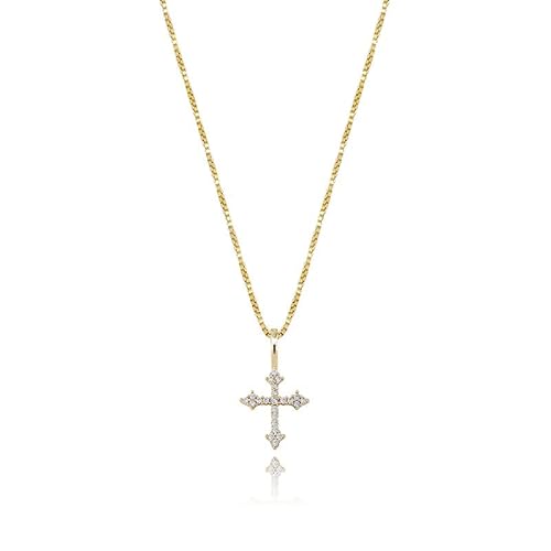 fdsmall Kristall Kreuz Anhänger Halskette Boho Crucifix Kreuz Halskette Silber CZ Kreuz Choker Halskette Shine Silber Kreuz Charm Halskette Sparkly Strass Kreuz Choker Kette Schmuck (Gold) von fdsmall