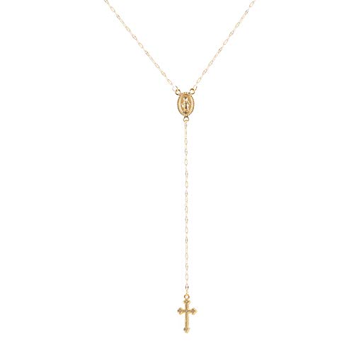 fdsmall Layered Halsketten für Frauen Mode zierlich Einstellbar 14K Gold überzogene Y Kreuz Münze Anhänger Choker Halskette Schmuck Geschenke für Frauen und Mädchen (Gold) von fdsmall