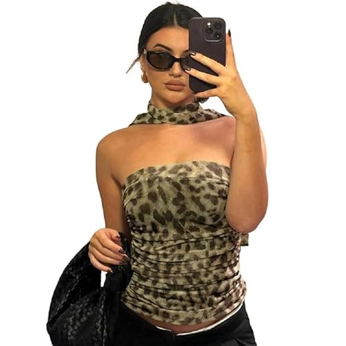 fdsmall Leopard Print Tube Top für Frauen, Geparden Print Rüschen Trägerlose Mesh Halter Tops Rückenlos Off (DE/NL/SE/PL, Alphanumerisch, M, Regular, Yellow) fdsmall Leopard Print Tube Top für Frauen, Geparden Print Rüschen Trägerlose Mesh Halter Tops Rückenlos Off (DE/NL/SE/PL, Alphanumerisch, M, Regular, Yellow) von fdsmall