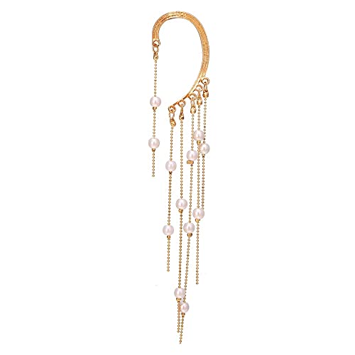 fdsmall Ohr Manschette Lange Quaste Perle Dangle Ohrringe Ohr Manschetten für Frauen Nicht Piercing Perle Wrap Ohr Manschette Gold Ohrringe Schmuck für Frauen und Mädchen von fdsmall