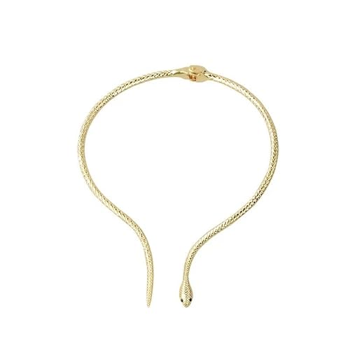 fdsmall Schlange Halskette für Frauen Verstellbare Schlange Form Kragen Halskette Flexible Punk Wrap Kragen Multi-Purpose Halskette Strass Halskette Schlange Zubehör für Frauen (Gold 03) von fdsmall