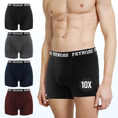 feynoss Unterhosen Männer,Boxershorts Herren 10er Pack,Herren Unterhosen-Atmungsaktive für Sommer Sport,M von feynoss