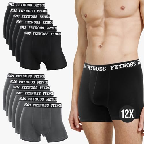 feynoss Boxershorts Herren,12er Pack Unterhosen Männer mit Breiter Elastischem Bund,No Scratching Labels,Atmungsaktive, Weiche für Sommer Sport,Fahrrad,Arbeit,Läuft und mehr,4XL von feynoss