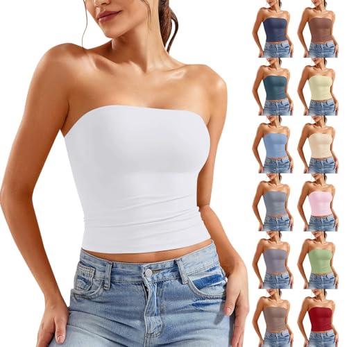ffkoisE Deals of The Day Schulterfrei Tube Top Damen Ärmellos Tank Top Damen Y2K Slim Fit Crop Top Sommertops Elegant Doppelt Gefüttert Oberteile Frauen ffkoisE Deals of The Day Schulterfrei Tube Top Damen Ärmellos Tank Top Damen Y2K Slim Fit Crop Top Sommertops Elegant Doppelt Gefüttert Oberteile Frauen von ffkoisE