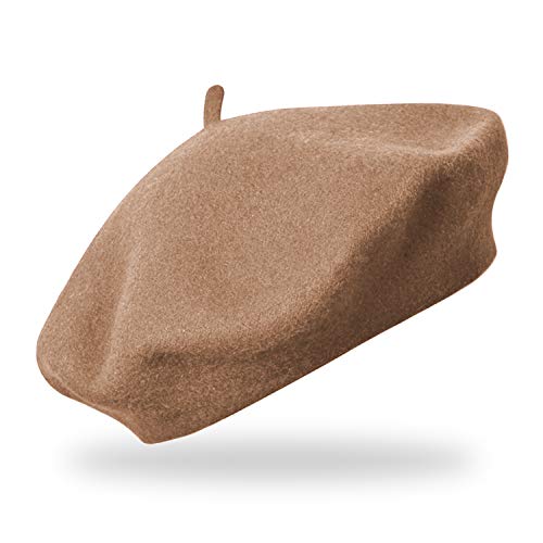 fiebig Baske aus 100% Reiner Wolle | Barett in One Size & Woll Qualität | Wollbaske in vielen Farben (One Size, Camel) von fiebig