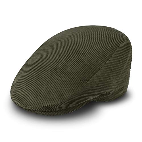 fiebig Cord Flatcap für Damen & Herren | Schiebermütze aus Baumwolle mit gestepptem Innenfutter | Flache Cordmütze Made in Italy (57-M, grün) von fiebig